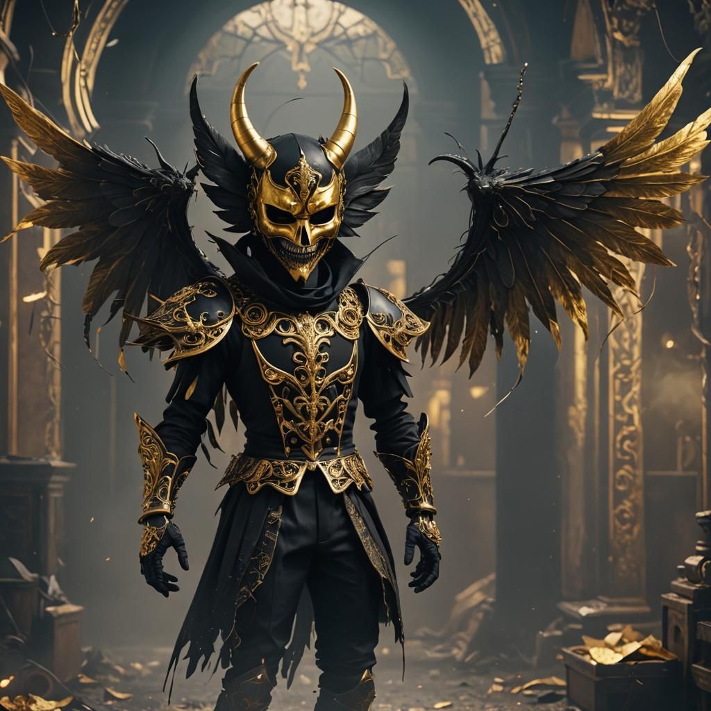 Demonic Marionette Puppet with Masquerade Mask