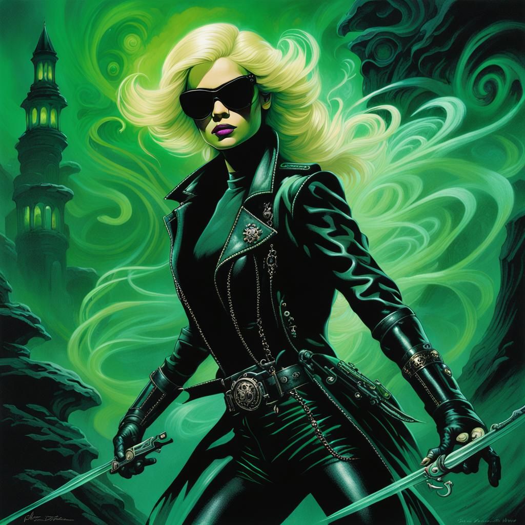 Blonde Assassin in Shadows: Art Deco Style