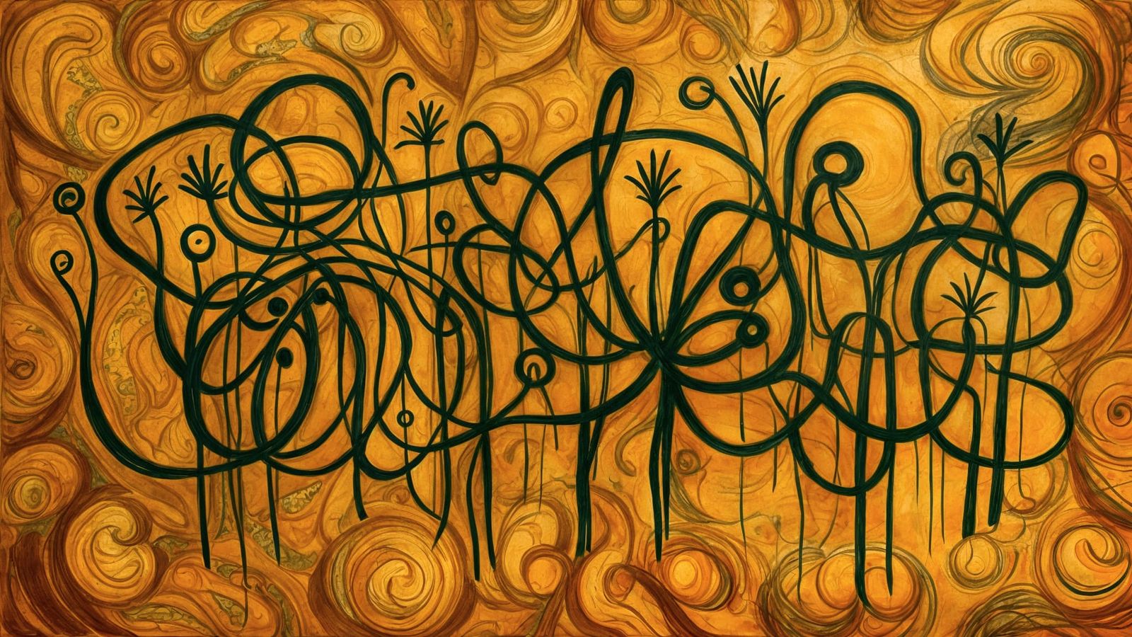 Abstract Line Drawing of Scribbles in Aged Ink Style