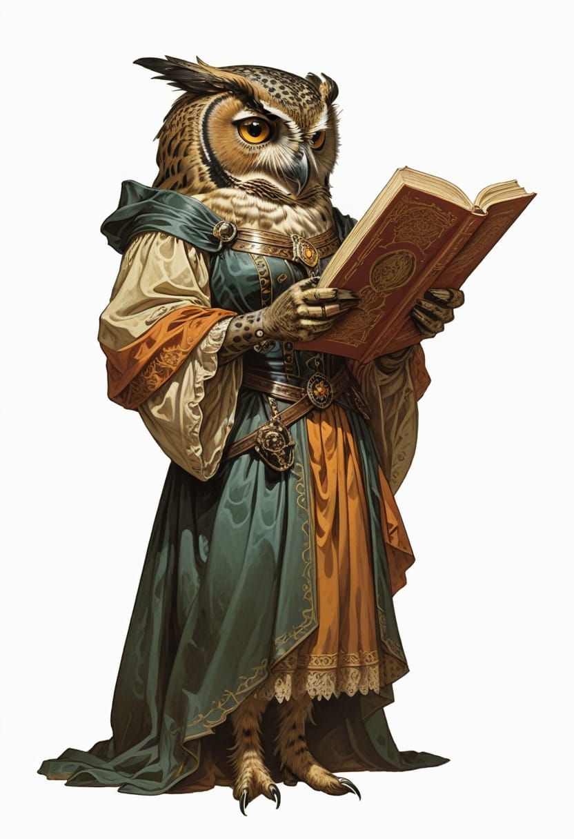 Female Owl Scholar in 18th Century Attire