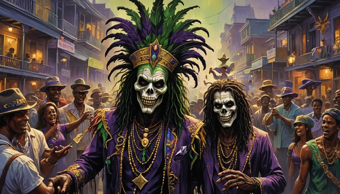 Sinister Mardi Gras Voodoo Horror Art