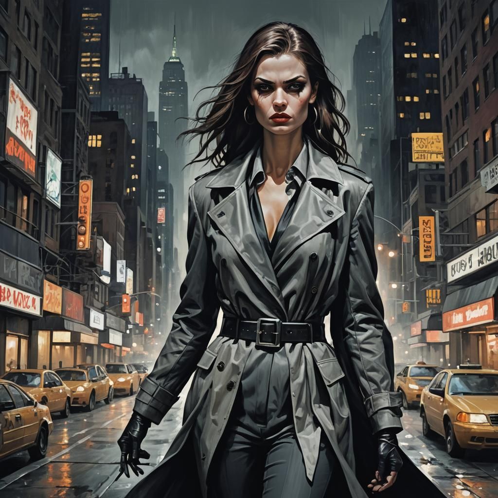 Fashion Model in Sinister Cityscape