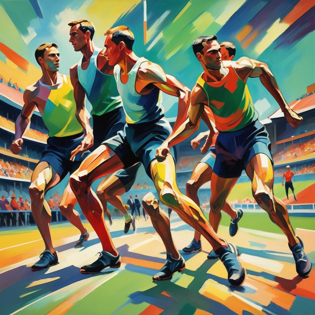 Expressionist Athletes Compete, Inspired by Broken Color Tec...
