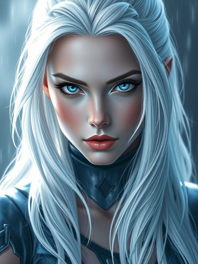 Storm as Elven Warrior in Rainy Digital Art