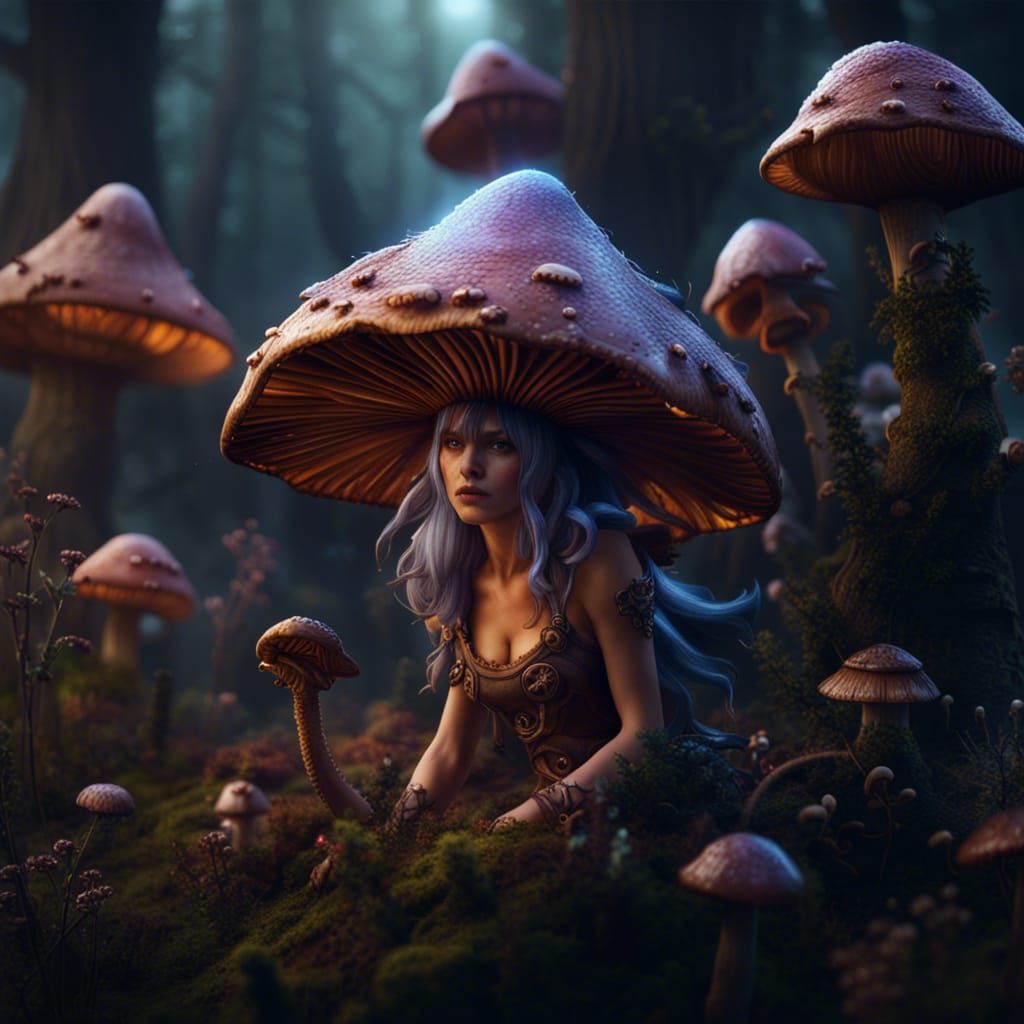 Detailed Mushroom Fairy Fantasy Concept Art