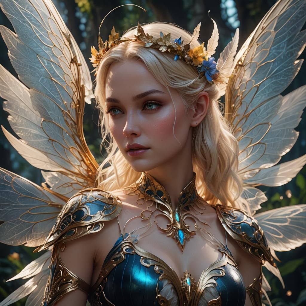 Fantasy Fairy with Translucent Wings, Digital Art