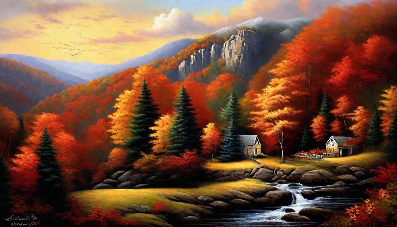 West Virginia Autumn Mountains as Luminist Painting