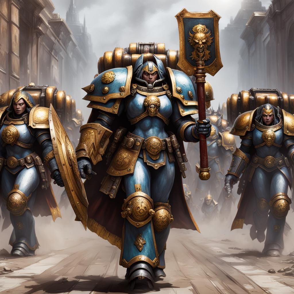 Adelynn , The first female primarch marching space marine