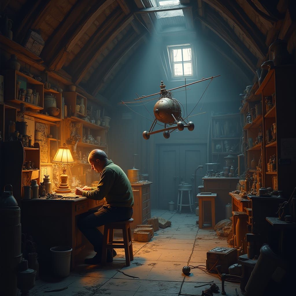 Visionary Inventor Illuminates Attic Workshop with a Single ...