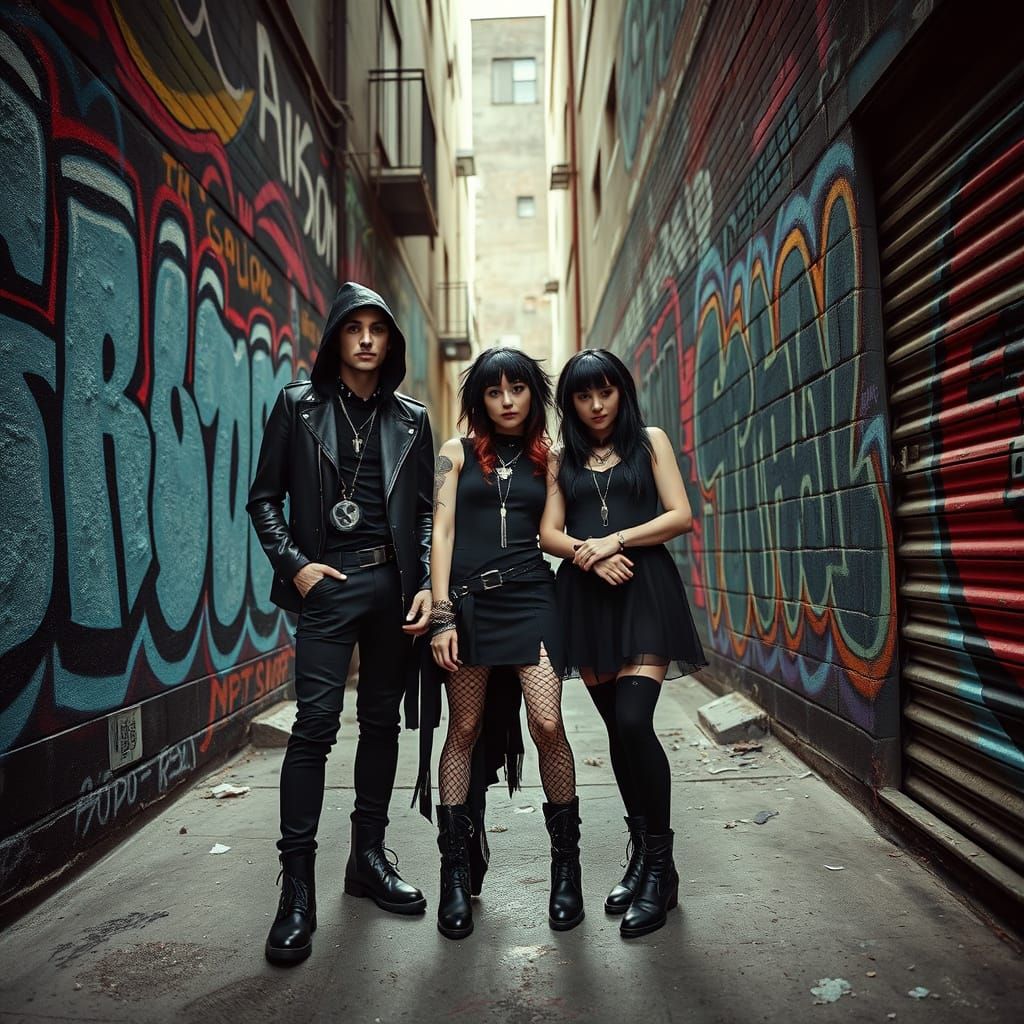 Gothic Street Team in Urban Alleyway