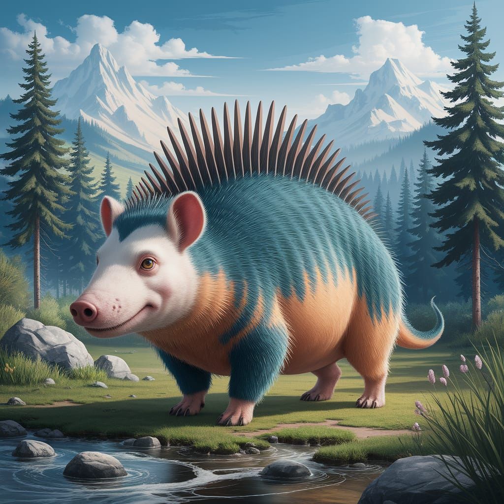 Hedgerabbihog: Extinct Animal in Renaissance Cubist Style