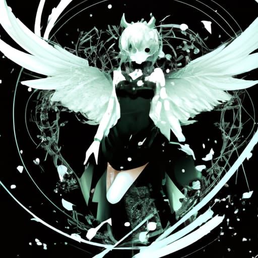 Anime Angel with Gothic Demon, Light and Dark
