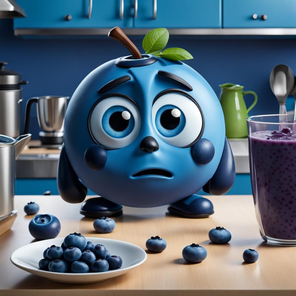 Sad Blueberry with Friends in Blender