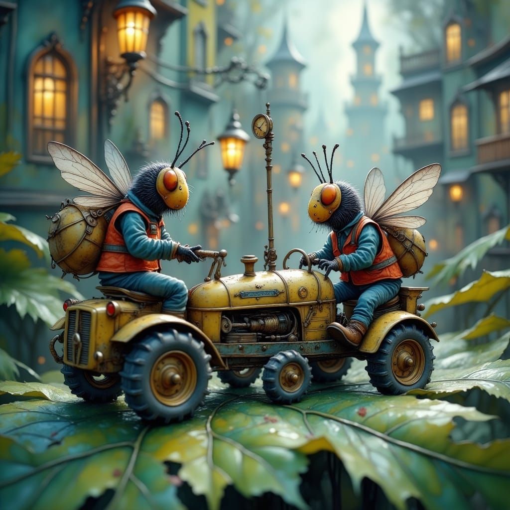 Insects Build Steampunk Town with Art Nouveau Details