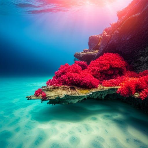 Caribbean Sea Underwater Panorama in Real Photo Style