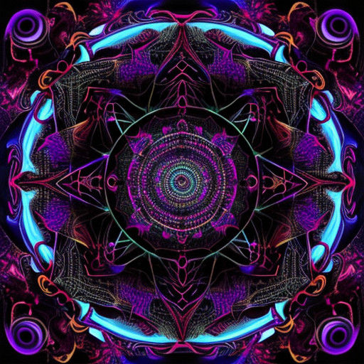 Vibrant Geometric Mosaic in Psychedelic Style