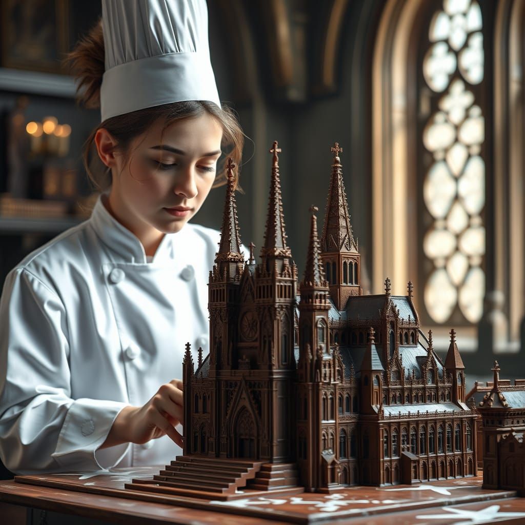Chocolate Cathedral: Culinary Art in Digital Painting