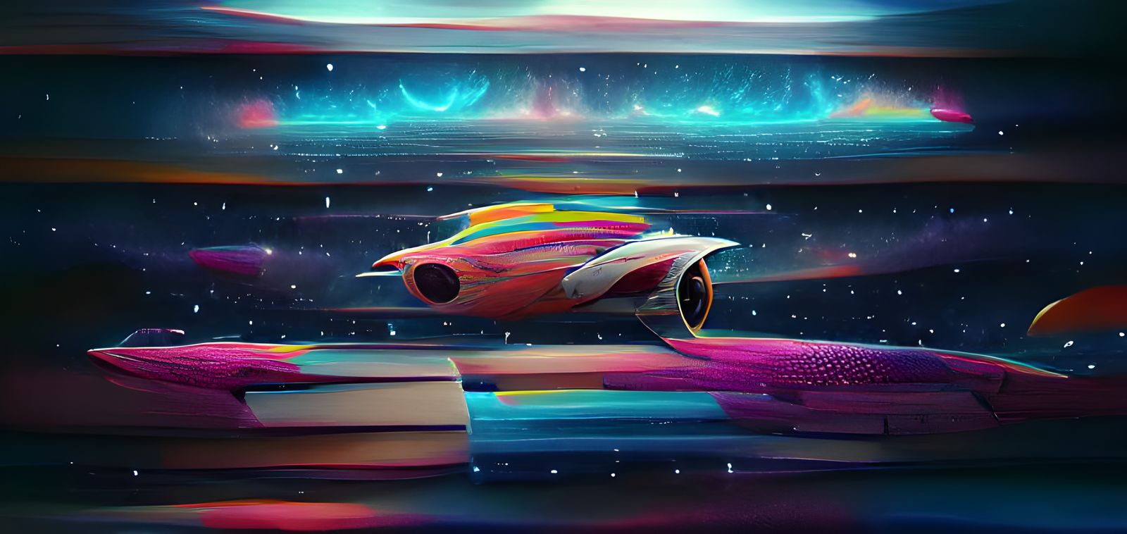 Spaceship Enters Hyperspace at Warp Speed