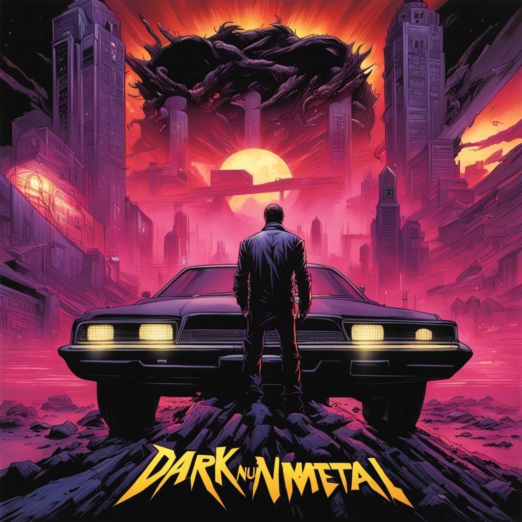 Dark Nu-Metal Album Cover in Comic Art Style