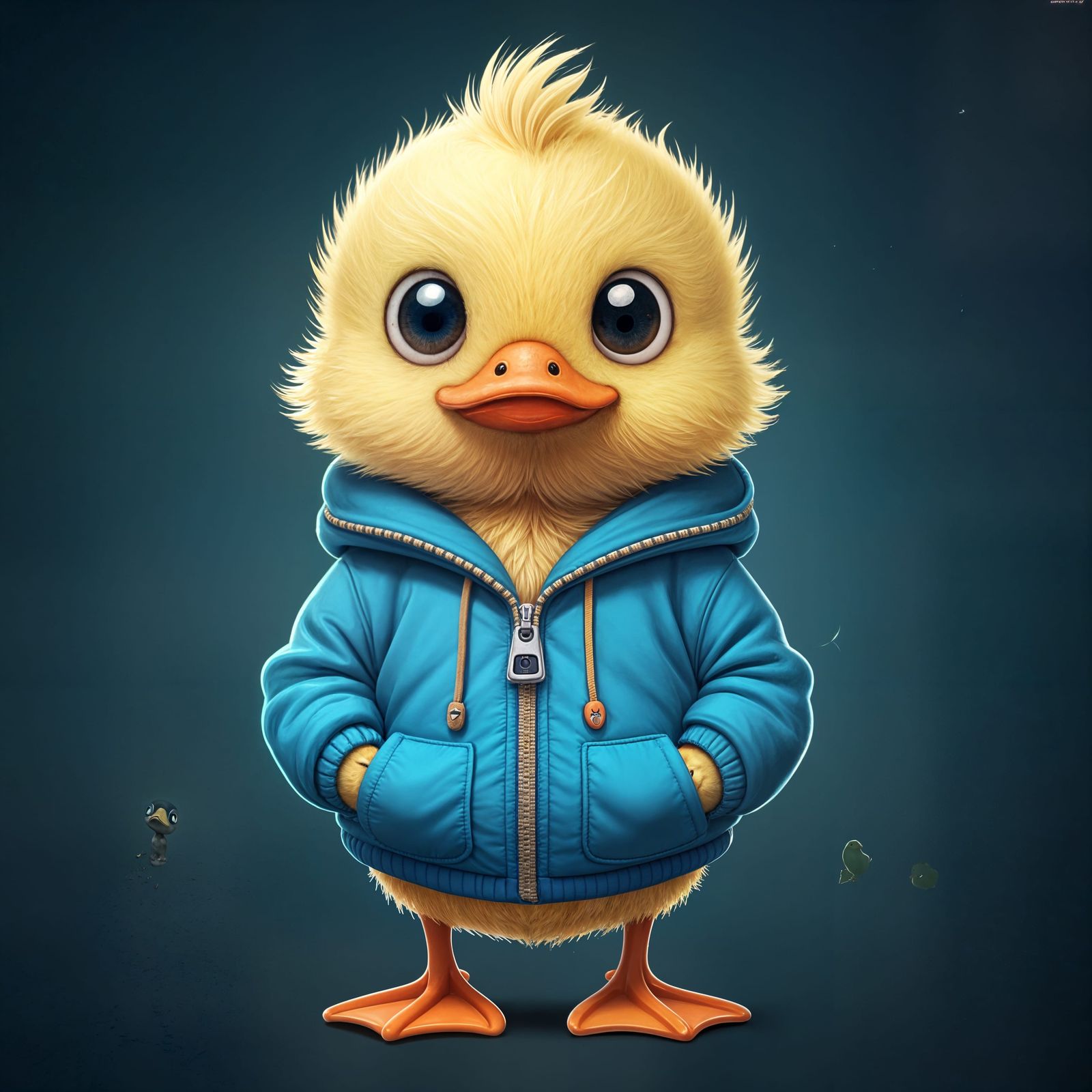 Adorable Cartoon Duckling in Blue Hoodie