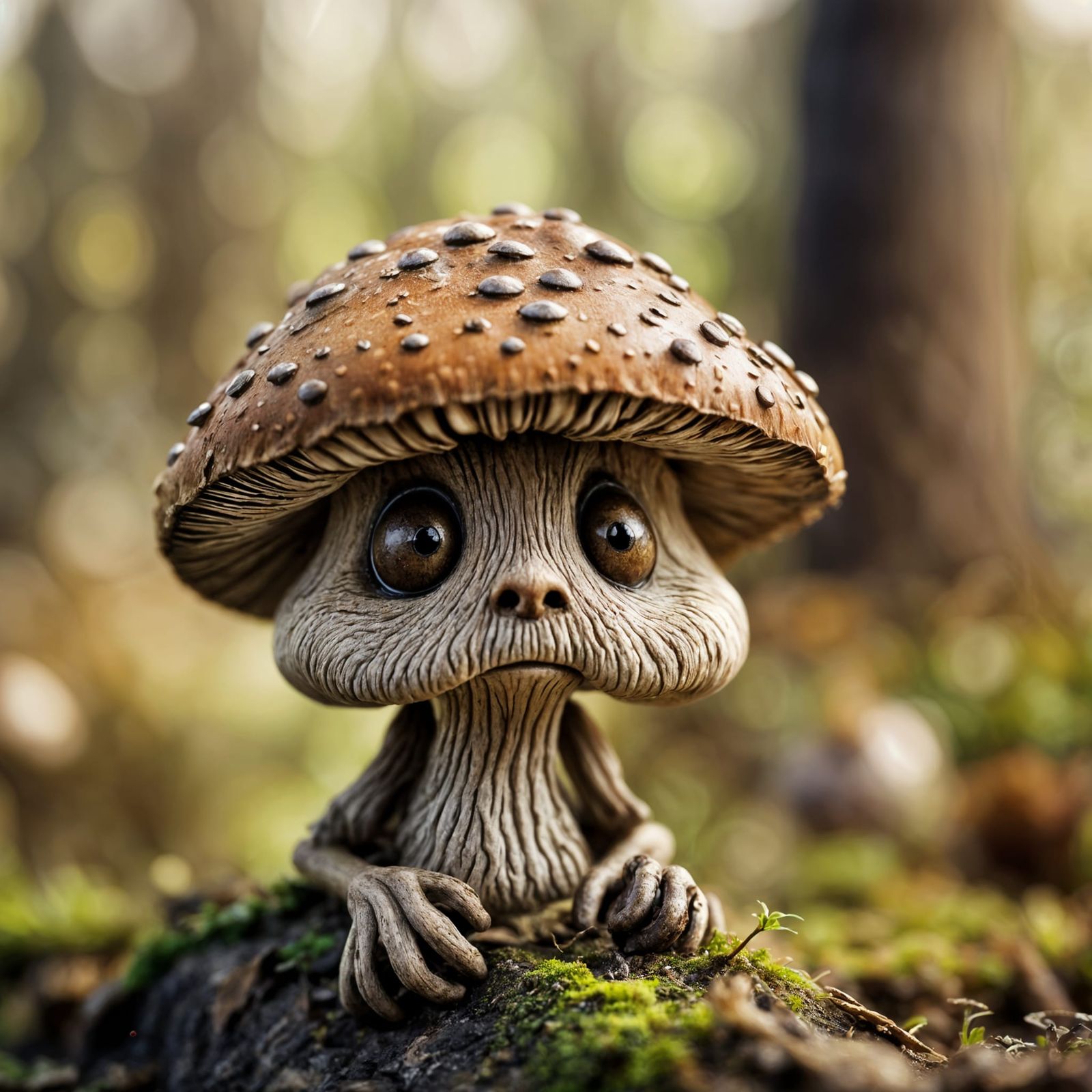 Anthropomorphic Mushroom Portrait in Tilt-Shift