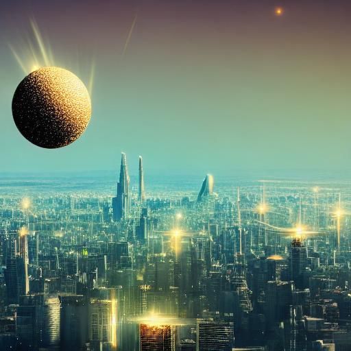 Glowing Orb in Starry Expanse: Ethereal Concept Art