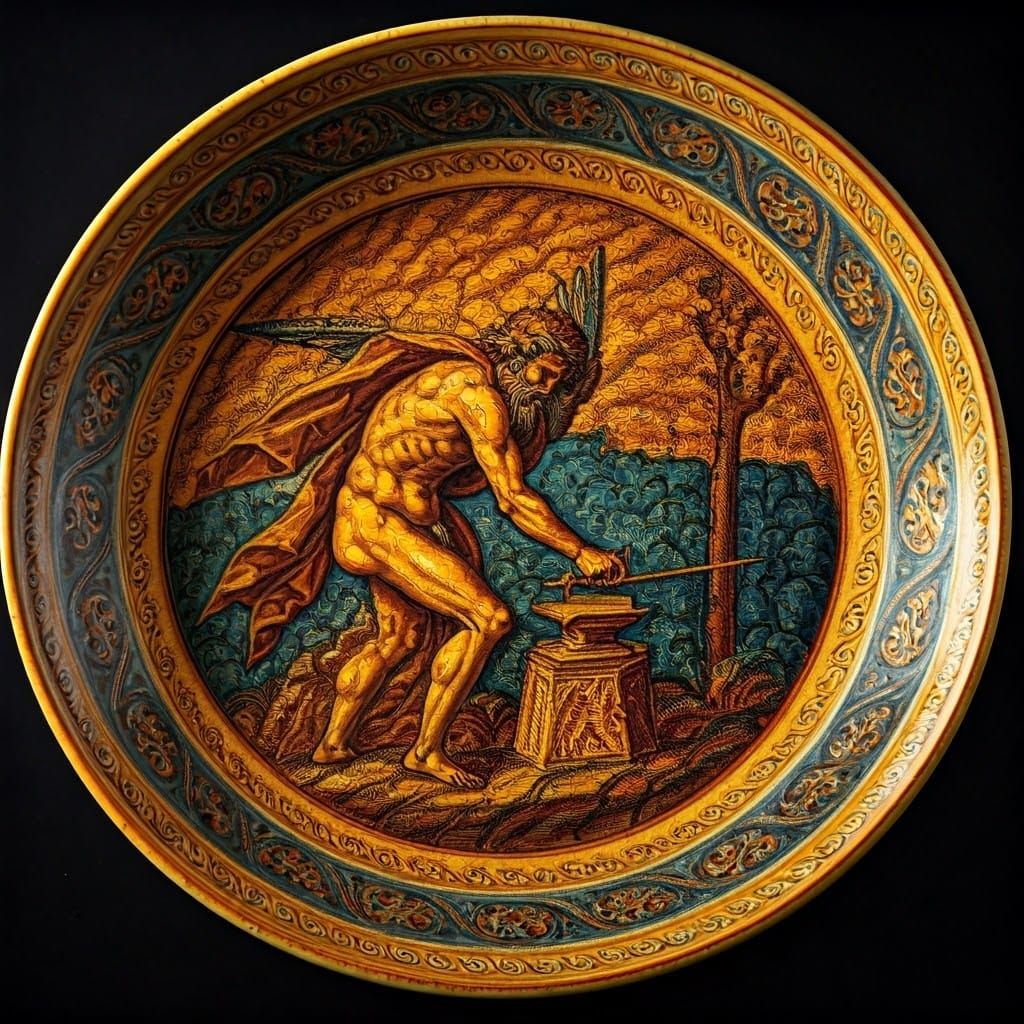 Vibrant 16th Century Faenza Tin-Glazed Earthenware Depicting...