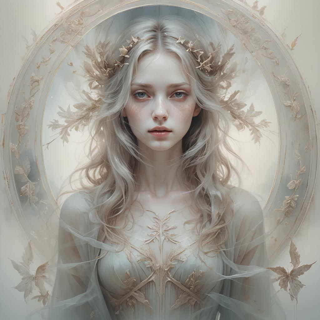 Ethereal Double Exposure Painting in Sfumato Style