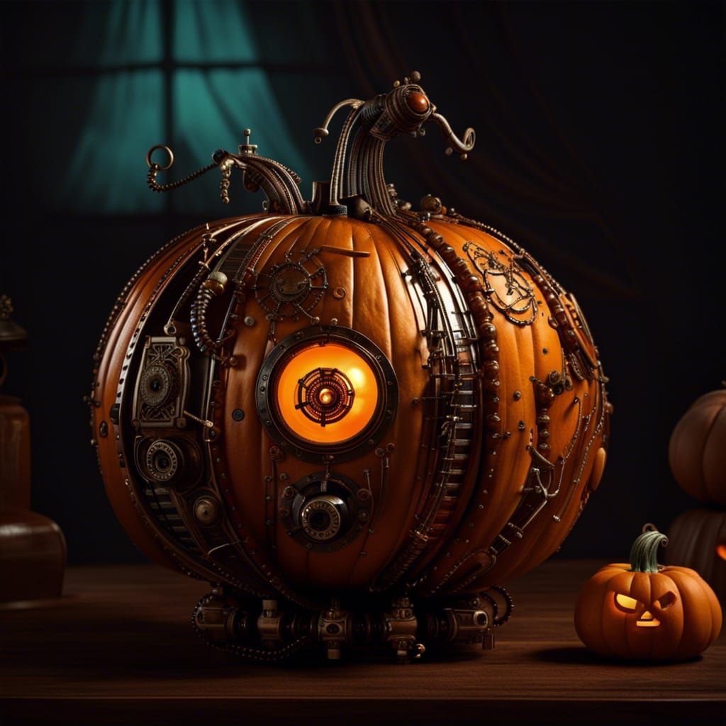 Retrofuturistic Steampunk Halloween Pumpkin Art