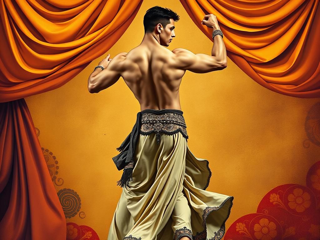 Male Belly Dancer in Art Nouveau Style