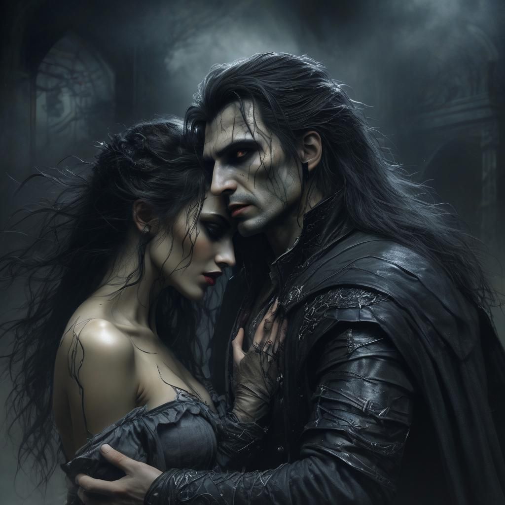 Seductive Vampire Woman, Luis Royo Inspired Oil Painting