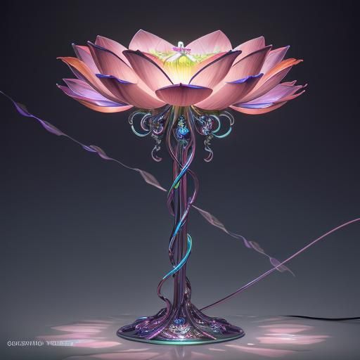 Retro-Futuristic Neon Lotus Lamp in Unreal Engine 5