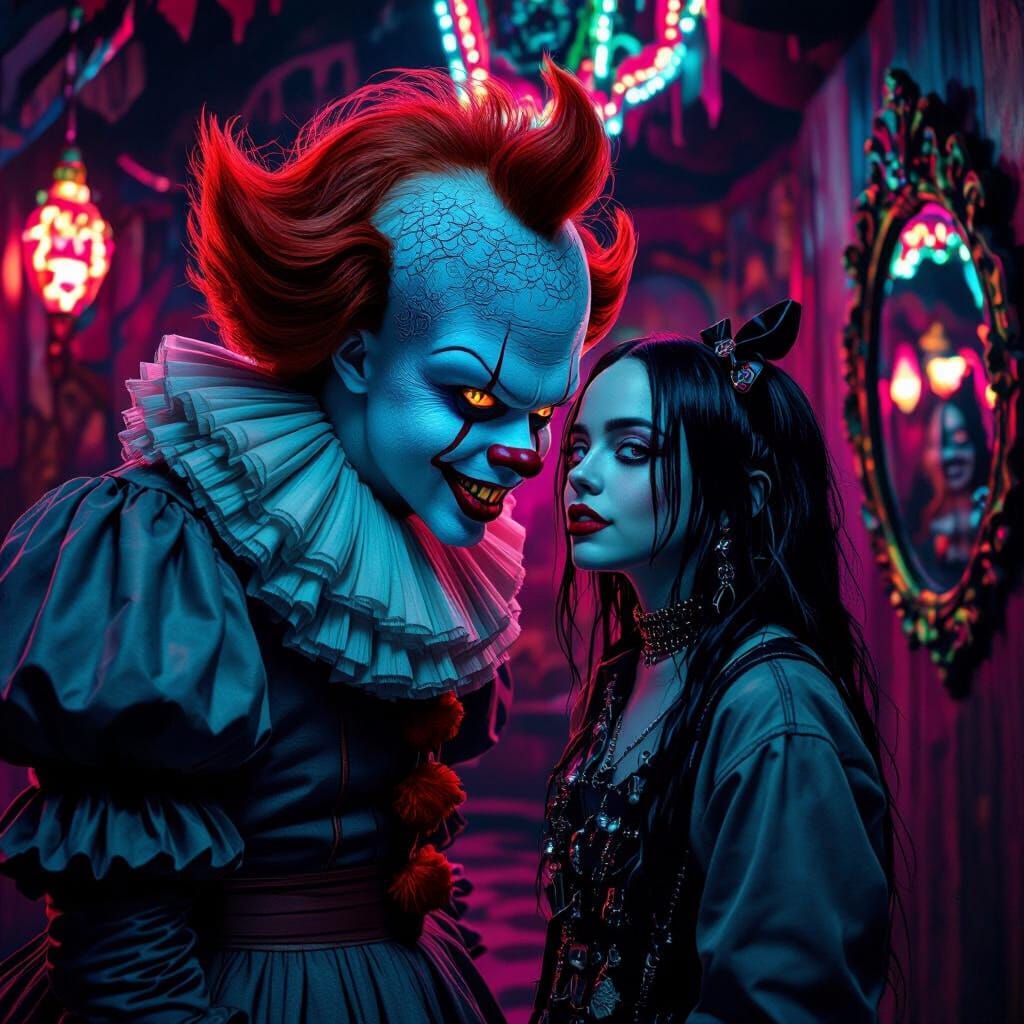 Pennywise Monster Kisses Billie Eilish in Dark Carnival
