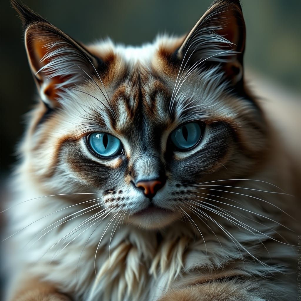 Realistic Siamese Cat in Dreamlike Surrealist Scene