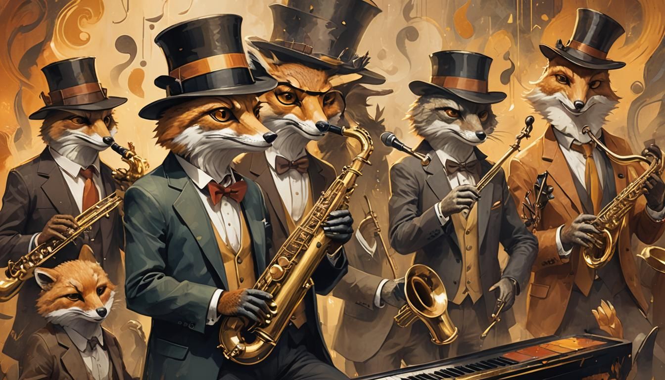 Anthropomorphic Animals Play Jazz on Smoky Stage