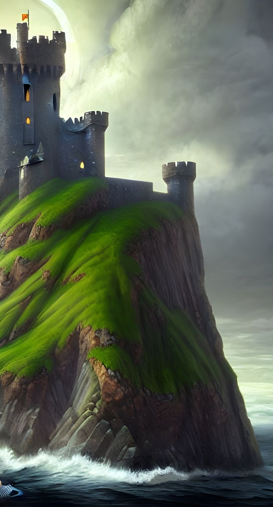 Dragonstone Castle: Detailed Photorealistic Fantasy Seascape