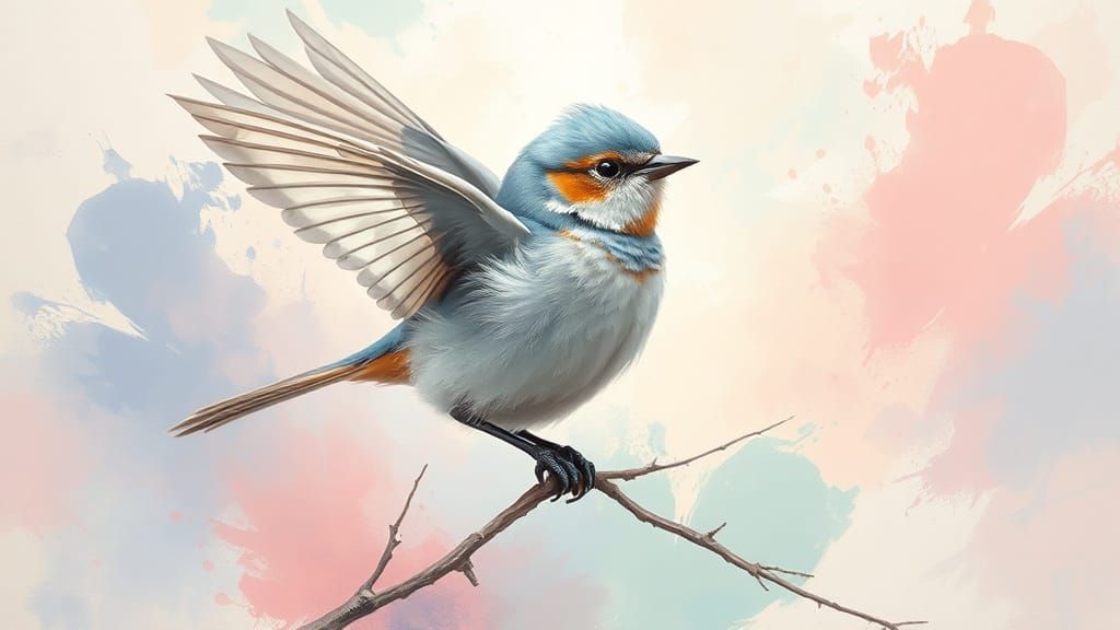 Pastel Bird in Dreamy Neo-Impressionist Style