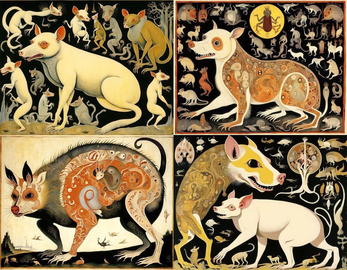 Surrealistic Ape Hybrid in Neon Nightmarescape