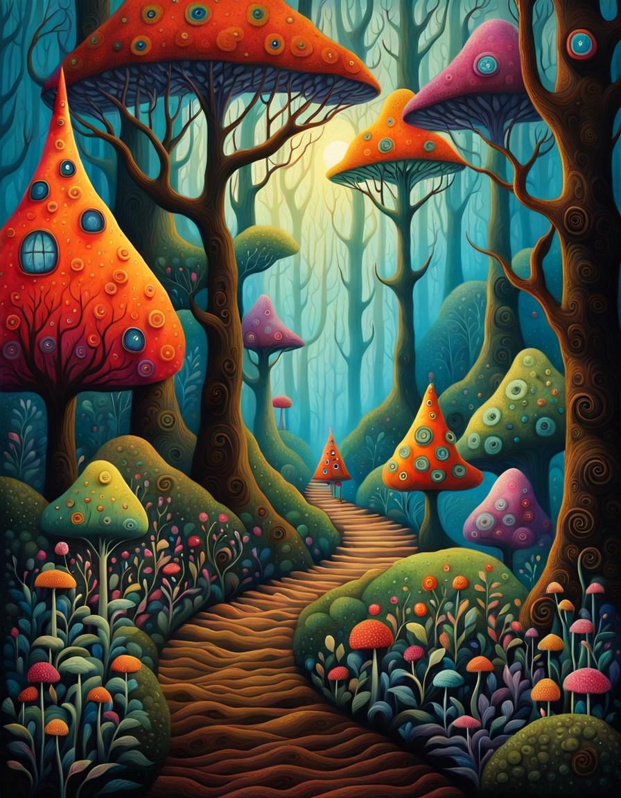 Whimsical Forest Creature in Tim Burton Style