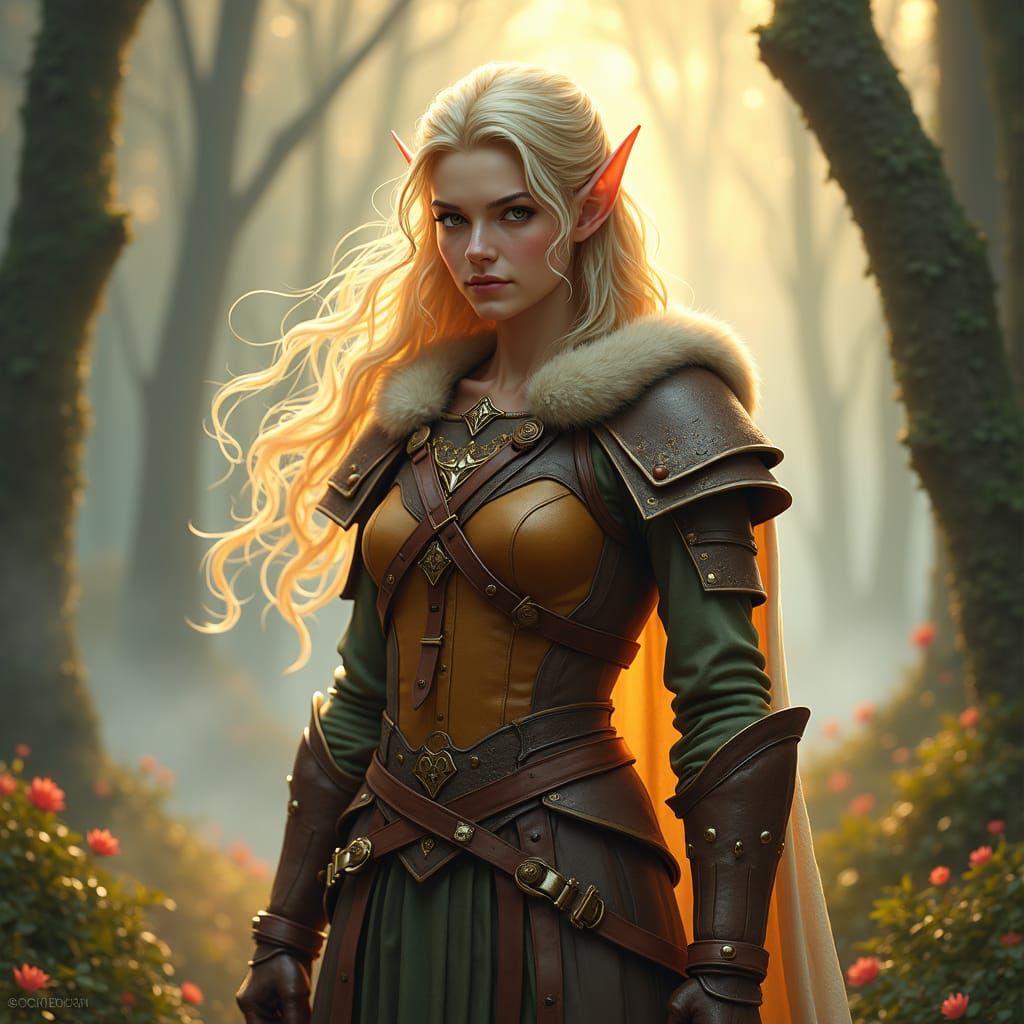 Half-Elven Ranger in Mystical Forest, Dreamlike Art