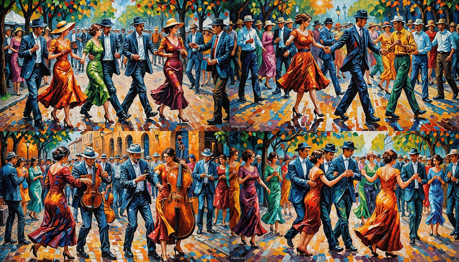 Tangos Interpreted: Neo-Impressionist Expressionist Oil Pain...