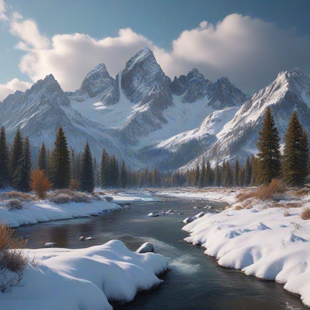 Ethereal Grand Tetons in Snowy Paradise