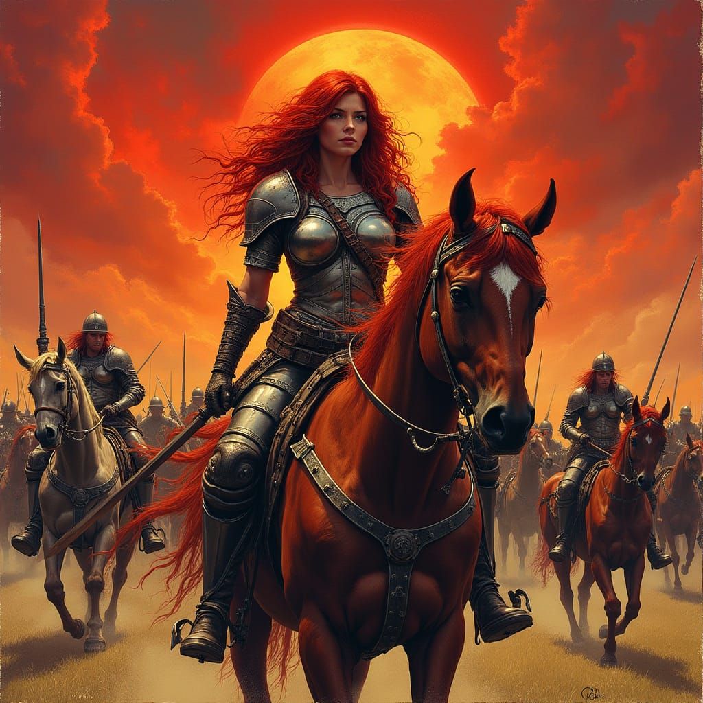 Red Sonja Charges into Apocalyptic Skies in a Cyberpunk Aest...