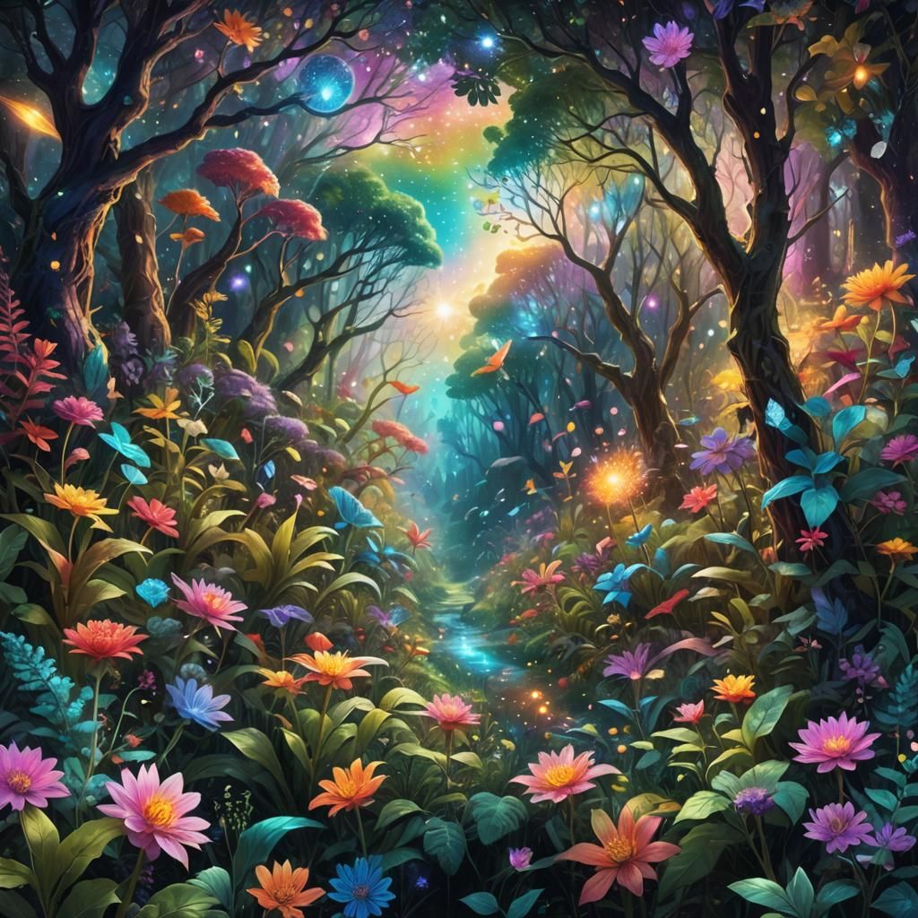 Holographic Astral Forest by Pablo Amaringo, 8K