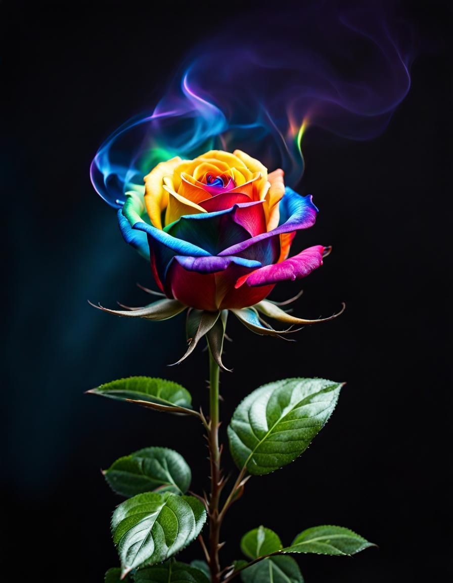 Rainbow Flame Rose: A Blooming Spectacle