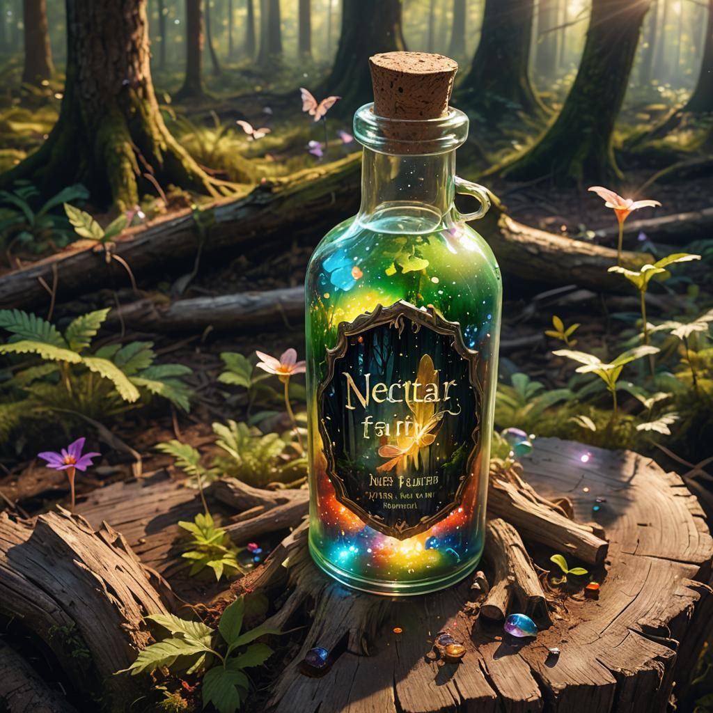 Enchanted Fairy Nectar in a Sunlit Forest