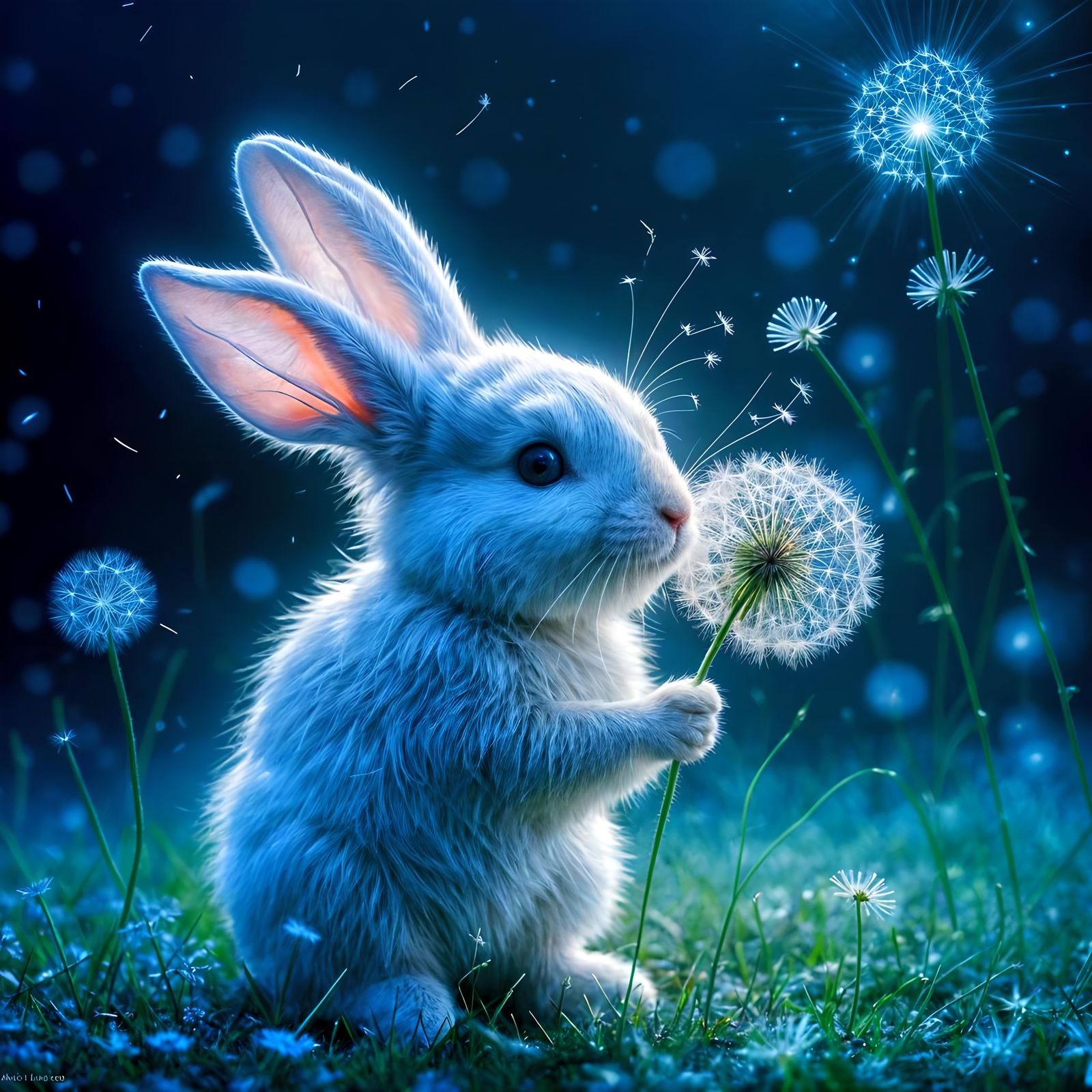 Ethereal Rabbit: Dandelion Dreams in Cinematic Light