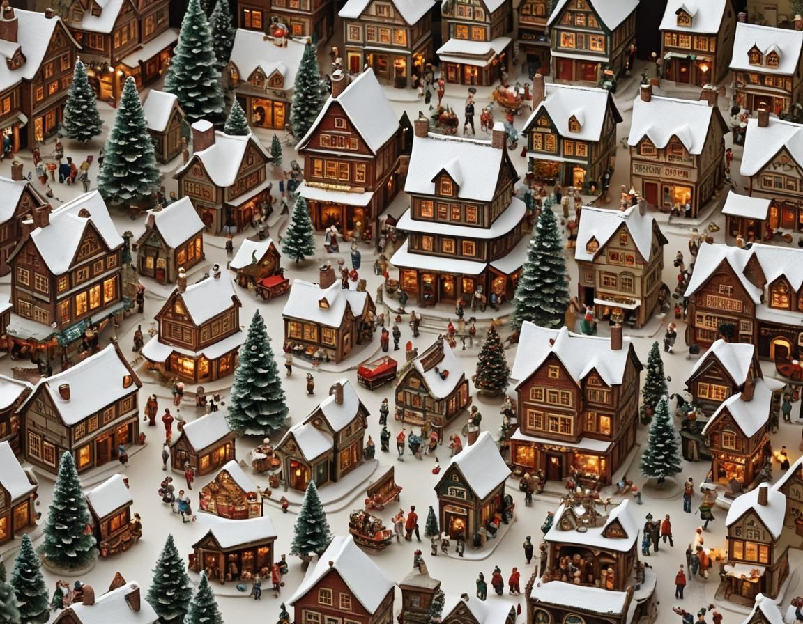 Miniature Christmas Market Inside a Porcelain Cup