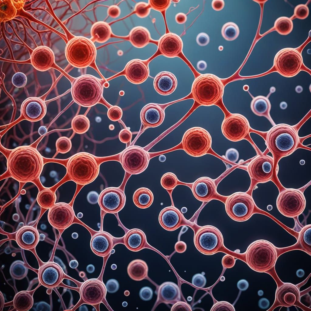 Blood Flowing Through Capillary: Microscopic Medical Illustr...