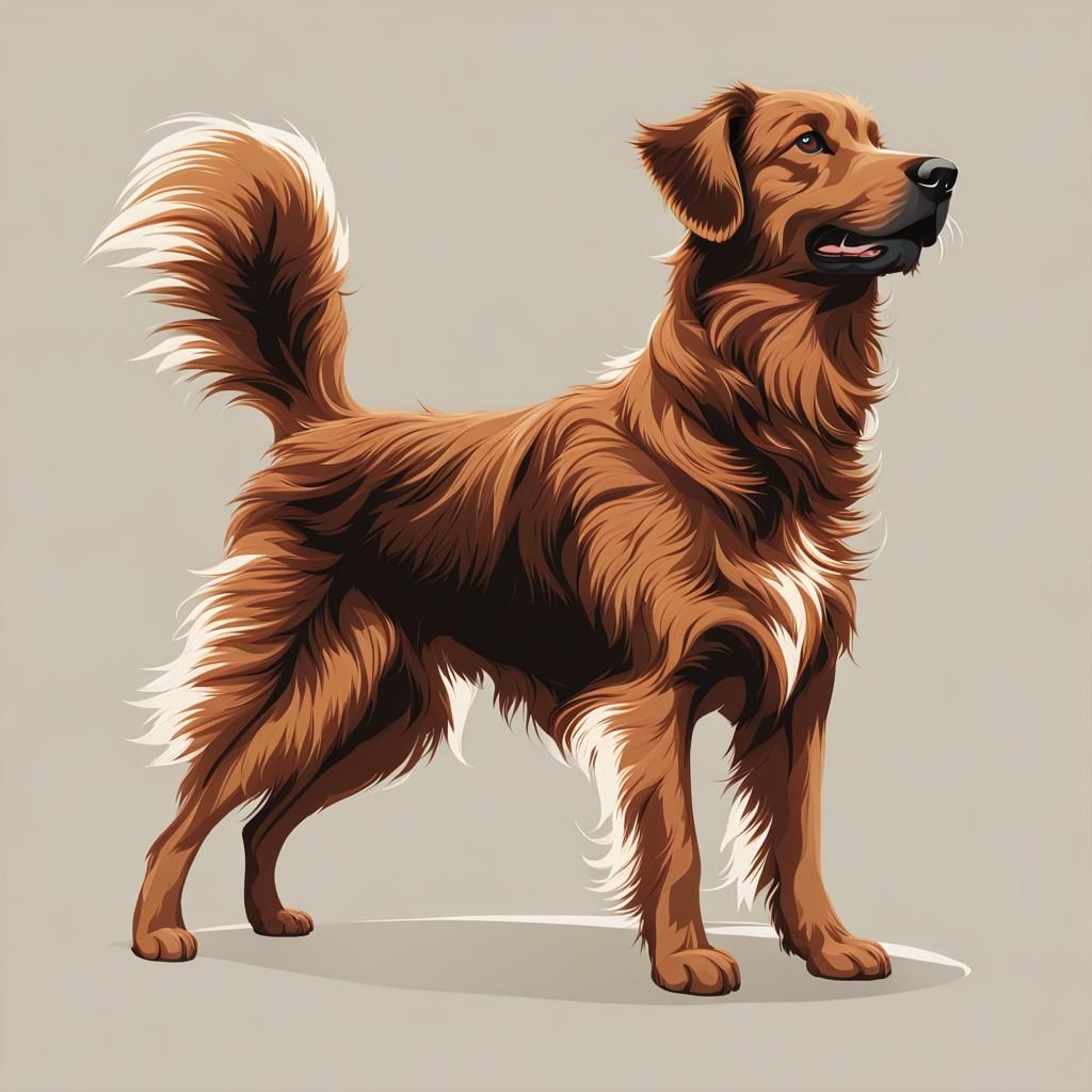 Brown Furry Dog Illustration on White Background